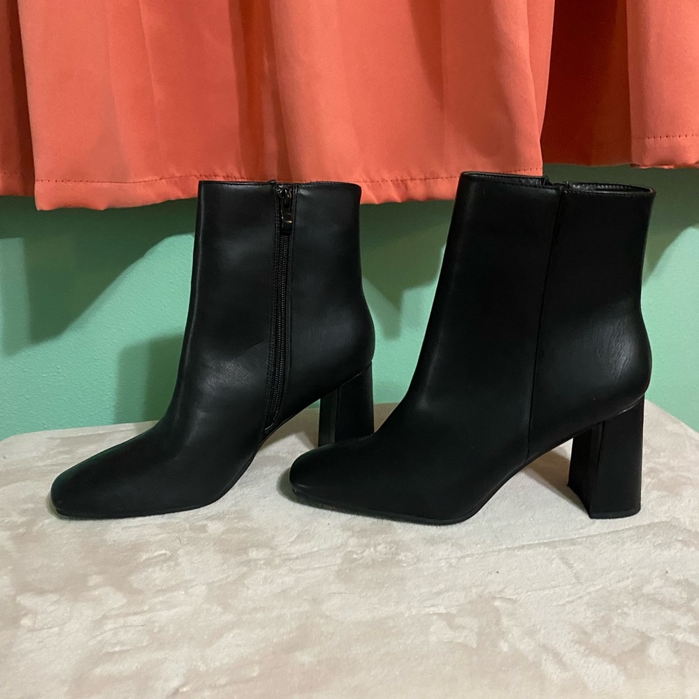 Soft black faux leather booties